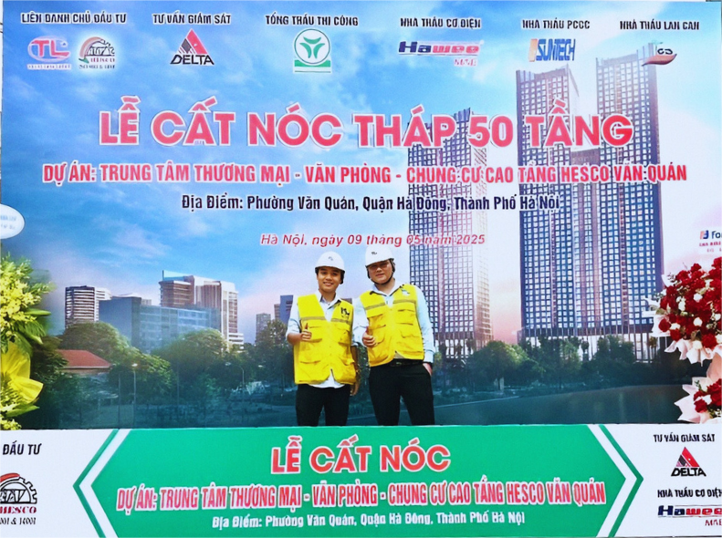 Minh Lâm tại lễ cất nóc tháp 50 tầng dự án Grand Sunlake