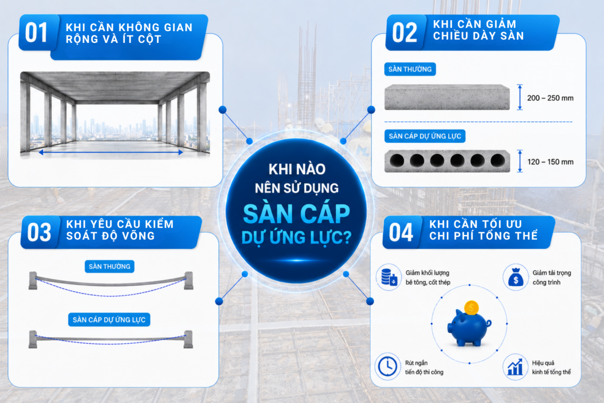 Khi nào nên sử dụng sàn cáp dự ứng lực