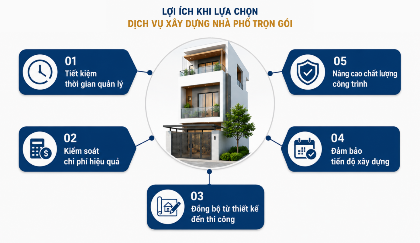 Lợi ích khi lựa chọn dịch vụ xây dựng nhà phố trọn gói