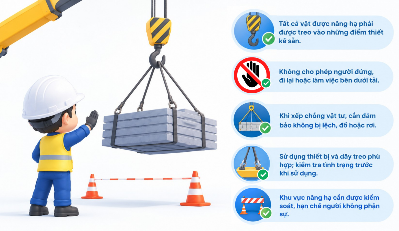 An toàn lao động khi nâng hạ vật tư và thiết bị
