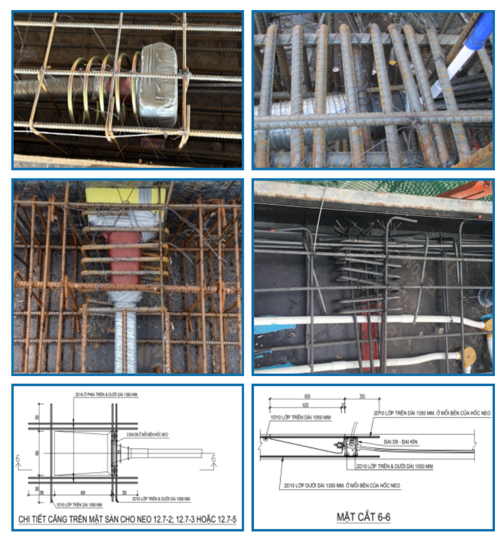 Cốt thép gia cường cho đầu neo