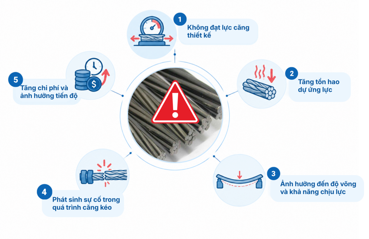 Rủi ro khi sử dụng cáp dự ứng lực không đạt chất lượng